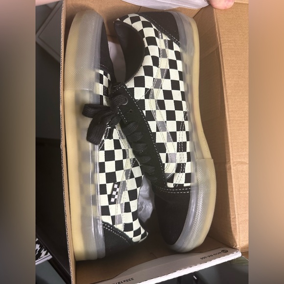 Vans Men's Checkered Sneakers - Black and White - Picture 5 of 8